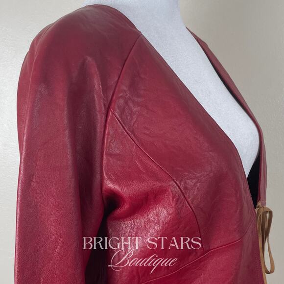 Rare Red Leather Jacket ASO Buffy the Vampire Slayer Tie Front Deadstock Vintage - Picture 12 of 12